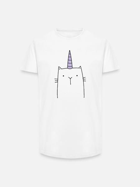 Einhorn Katze niedlich Geschenk - Long Fit Männer T-Shirt - Weiß