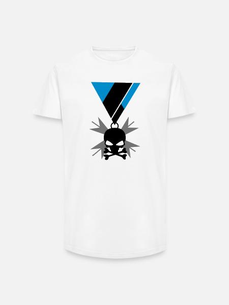 Skull skull and bones medal - Long Fit Men's T-Shirt - white
