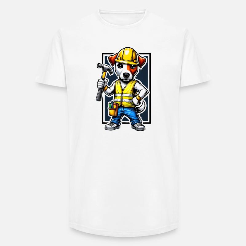 Jack Russell Terrier Bauarbeiter - Long Fit Männer T-Shirt - Weiß