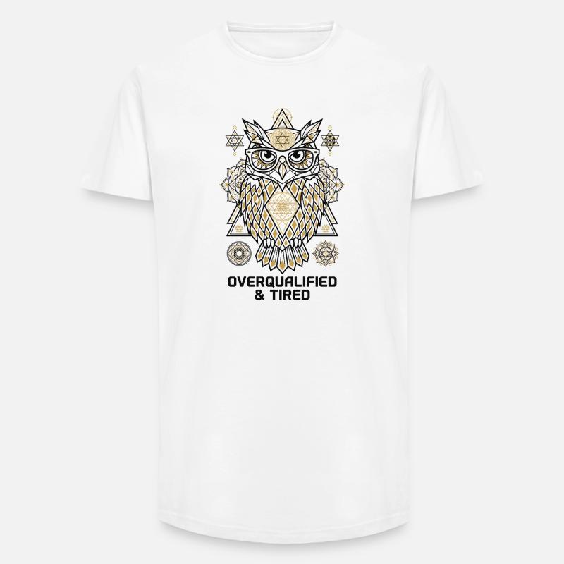 Overqualified Eule Mandala - Long Fit Männer T-Shirt - Weiß