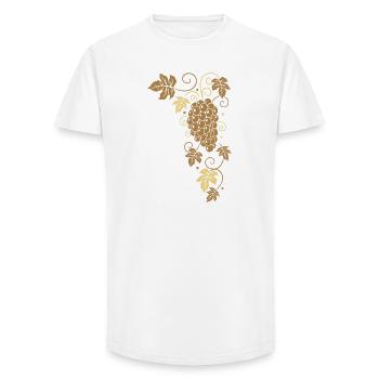 Wine, grapes, vine leaves, tendrils - Long Fit Men's T-Shirt - white - Front - AI Model Male 185 light (185cm)