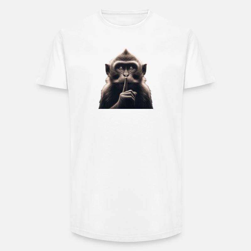 A Silent Monkey - Long Fit Men's T-Shirt - white
