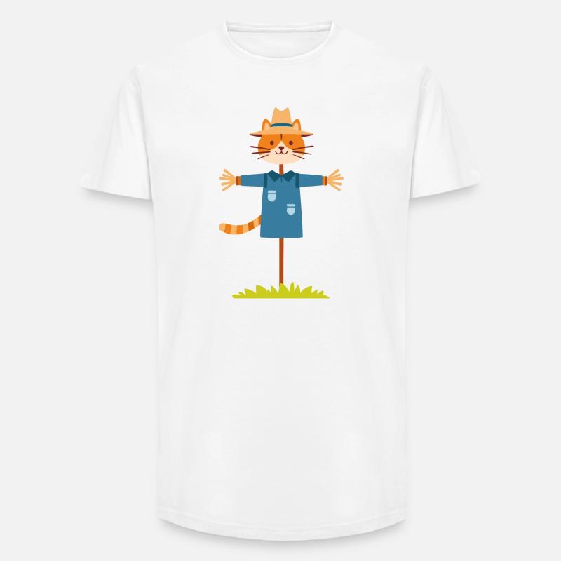 Vogelscheuche Katze - Long Fit Männer T-Shirt - Weiß