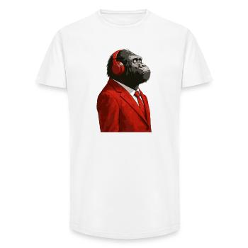 Gorilla im Anzug mit Kopfhörern - Long Fit Männer T-Shirt - Weiß - Vorne - AI Model Male 185 light (185cm)