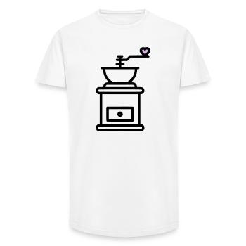 Kaffee-Liebe:  Kaffeemuehle mit Herz Vektor - Long Fit Männer T-Shirt - Weiß - Vorne - AI Model Male 185 light (185cm)