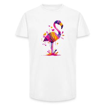 Color explosion flamingo - Long Fit Men's T-Shirt - white - Front - AI Model Male 185 light (185cm)