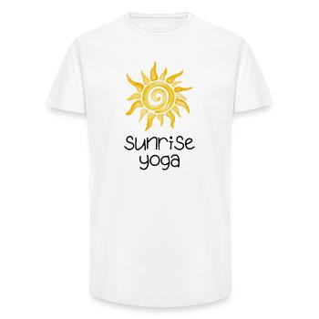 Sunrise Yoga - Design mit gelber Sonne - Long Fit Männer T-Shirt - Weiß - Vorne - AI Model Male 185 light (185cm)