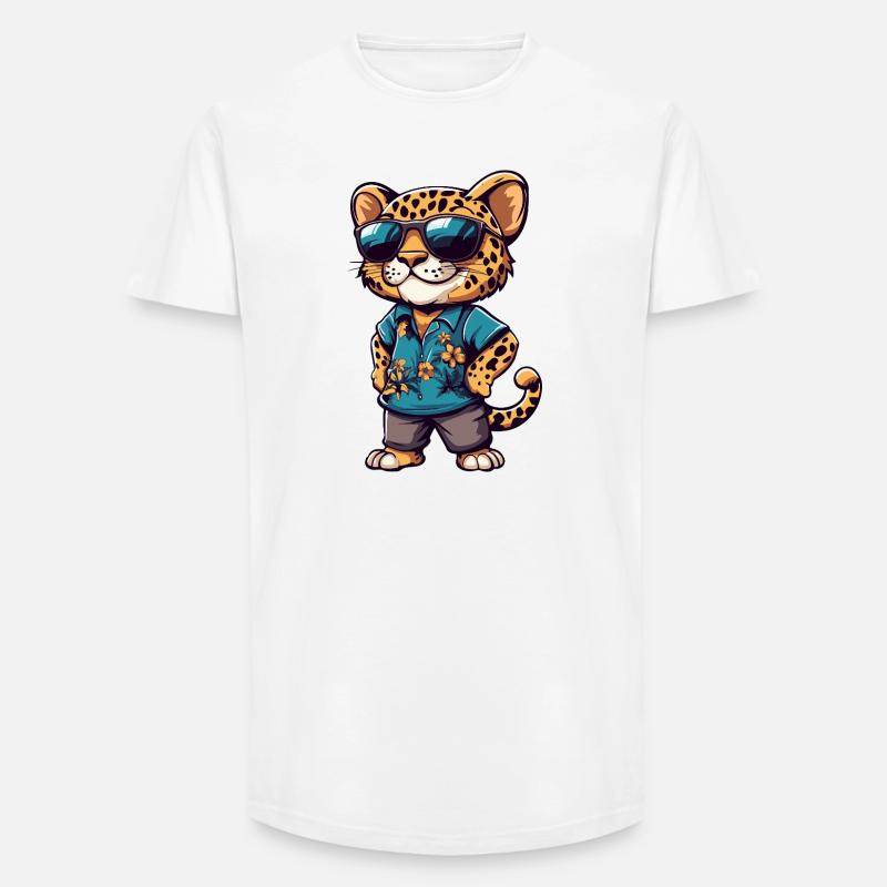 Leopard Comic Urlaub - Long Fit Männer T-Shirt - Weiß