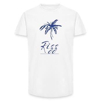 Rizz Palm Tropenprint - Long Fit Männer T-Shirt - Weiß - Vorne - AI Model Male 185 light (185cm)