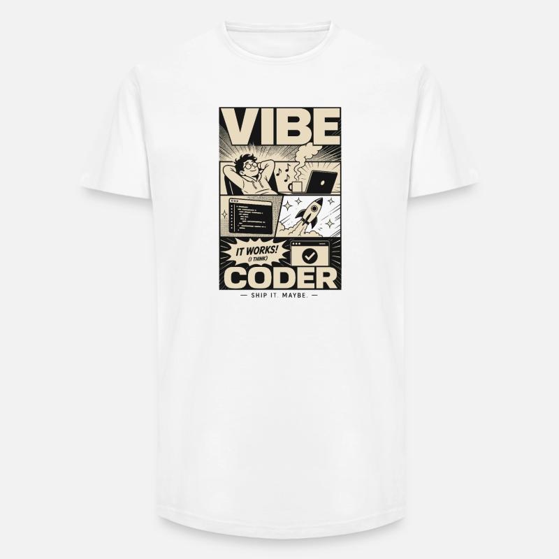 Vibe Coder Programmer Humor - Long Fit Men's T-Shirt - white
