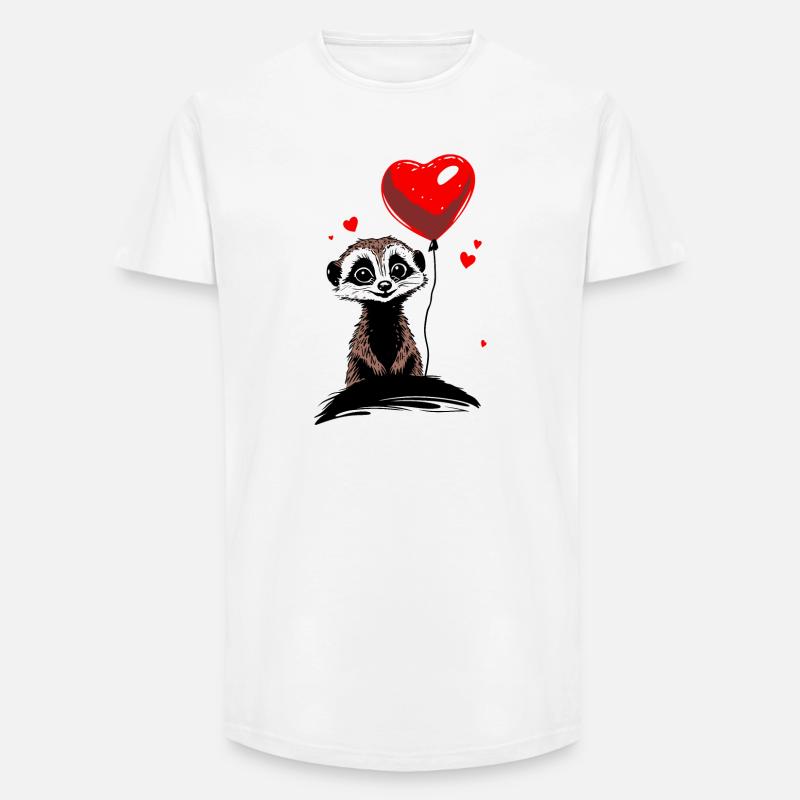 Erdmännchen Herz Luftballon - Heartful Creatures - Long Fit Männer T-Shirt - Weiß