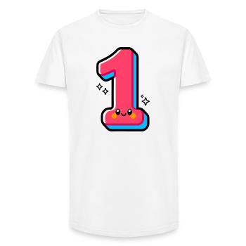 Number 1 Happy Pink Illustrated - Long Fit Men's T-Shirt - white - Front - AI Model Male 185 light (185cm)