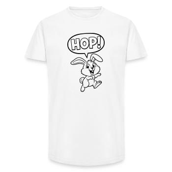 HOP! Hase Springen Outline Comic - Long Fit Männer T-Shirt - Weiß - Vorne - AI Model Male 185 light (185cm)