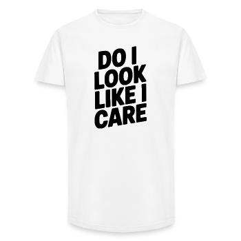 Do I Look Like I Care - Long Fit Men's T-Shirt - white - Front - AI Model Male 185 light (185cm)