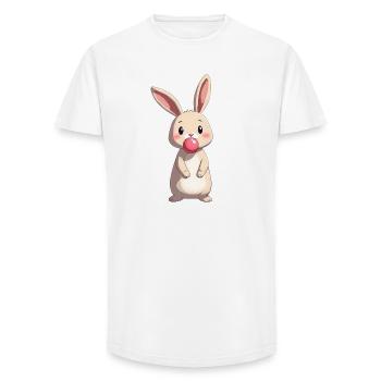 Lapin avec du chewing-gum - T-shirt coupe longue homme - blanc - Devant - AI Model Male 185 light (185cm)