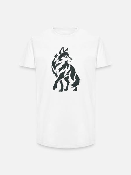 Geometrischer Wolf – Silhouette - Long Fit Männer T-Shirt - Weiß