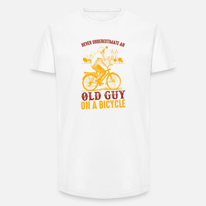Never Underestimate Old Guy Bicycle - Long Fit Männer T-Shirt - Weiß