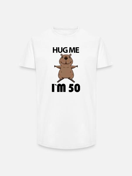 50 ans - 50 ans - Hug - T-shirt coupe longue homme - blanc