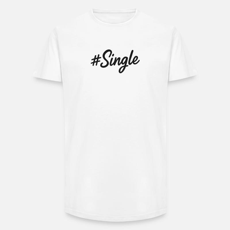 #Single – Statement Design in Handschrift - Long Fit Männer T-Shirt - Weiß