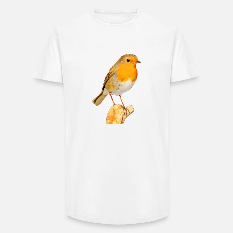 Rotkehlchen - Long Fit Männer T-Shirt - Weiß