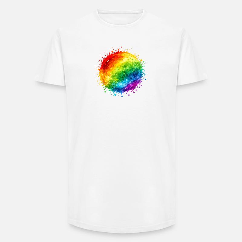 Regenbogenfarbene Farbspritzer Explosion - Long Fit Männer T-Shirt - Weiß