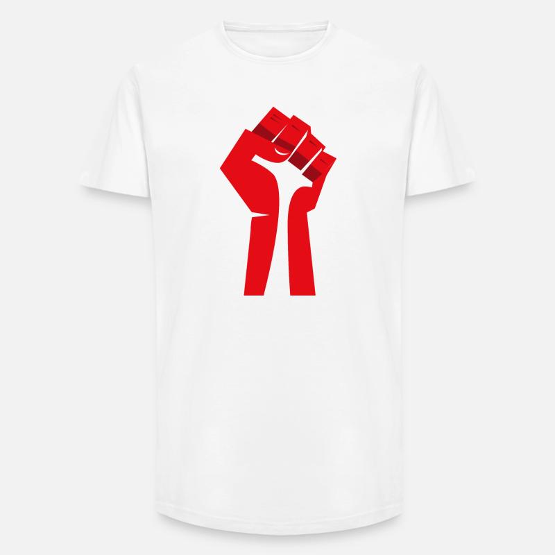 Die erhobene Faust (rot, weiß) - Long Fit Männer T-Shirt - Weiß