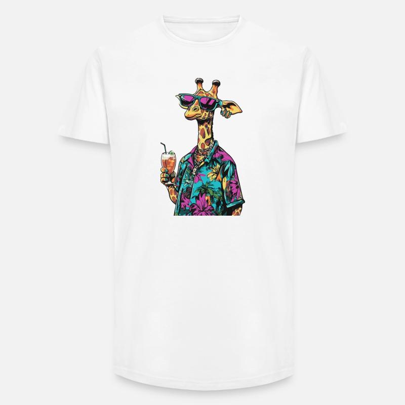 Giraffe Comic Sommer - Long Fit Männer T-Shirt - Weiß