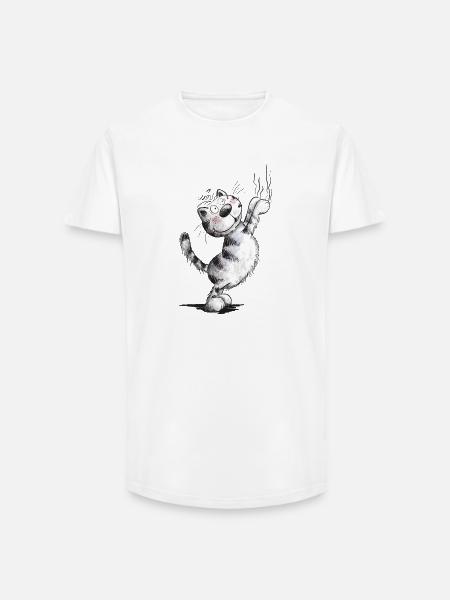 Drôles de griffures de chat - T-shirt coupe longue homme - blanc