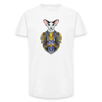 Ritter Katze Katzenrasse Orientalisch Kurzhaar - Long Fit Männer T-Shirt - Weiß - Vorne - AI Model Male 185 light (185cm)