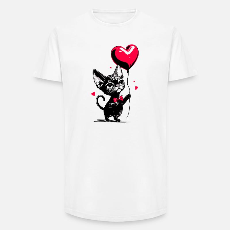 Katze Sphynx Herz Luftballon - Heartful Creatures - Long Fit Männer T-Shirt - Weiß