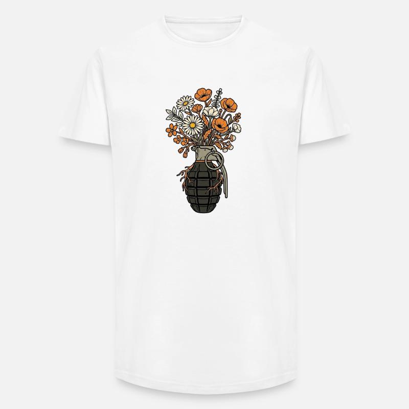 Blumen Granate Peace - Long Fit Männer T-Shirt - Weiß