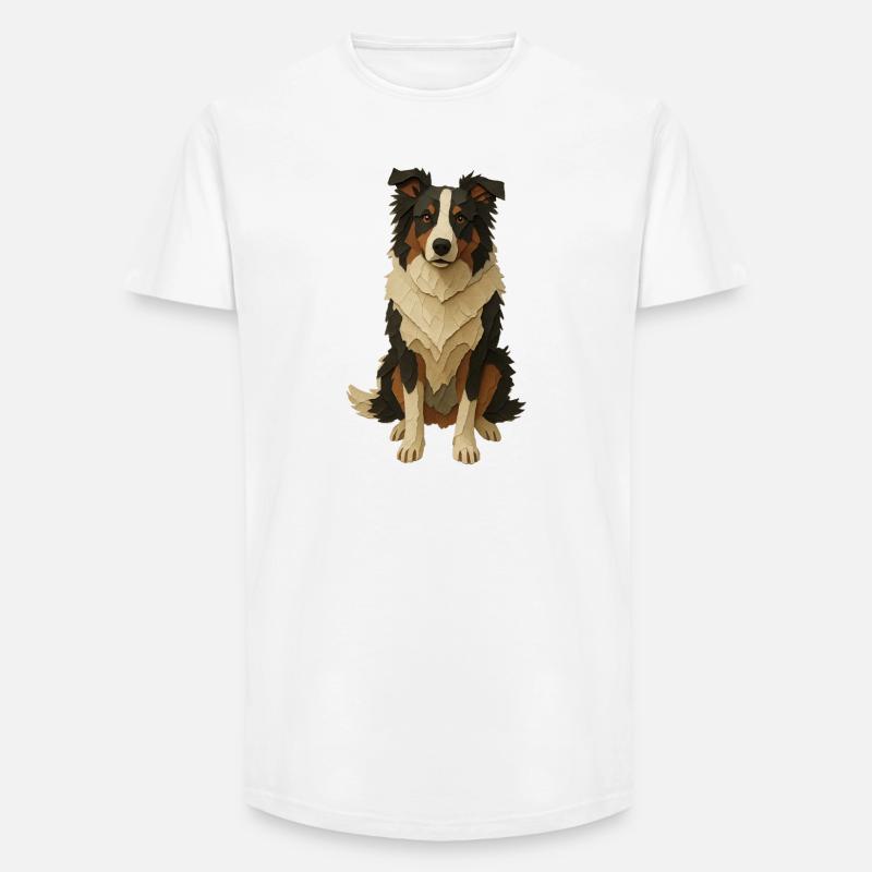 Geschichteter Papiercollie - Long Fit Männer T-Shirt - Weiß