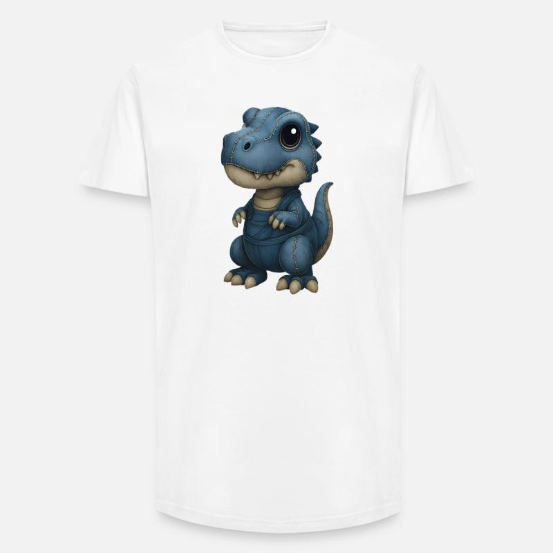 Patchwork Dino Flickenlook - Long Fit Männer T-Shirt - Weiß