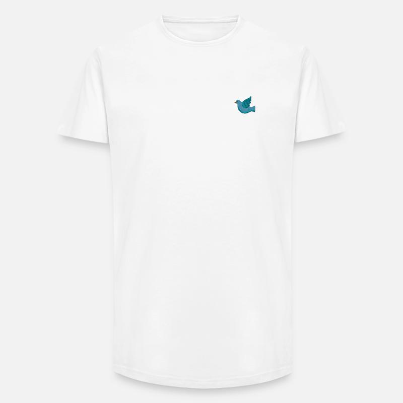 Due broderet - Long fit herre T-shirt - hvid