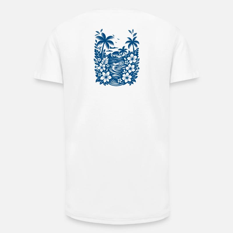 Beach Blue - Long Fit Männer T-Shirt - Weiß