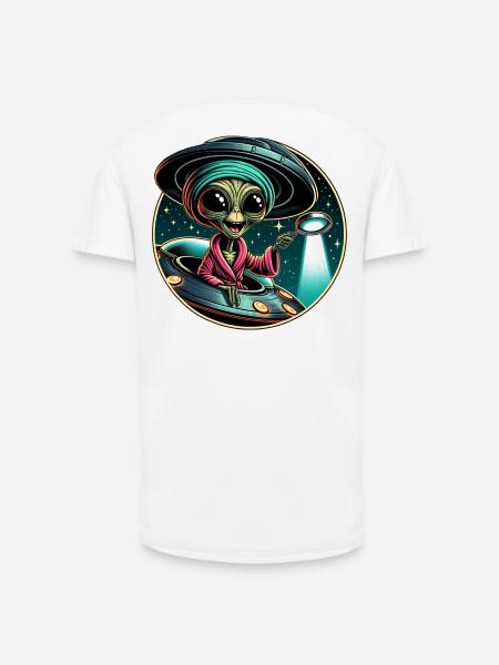 Alien detective in UFO light - Long Fit Men's T-Shirt - white