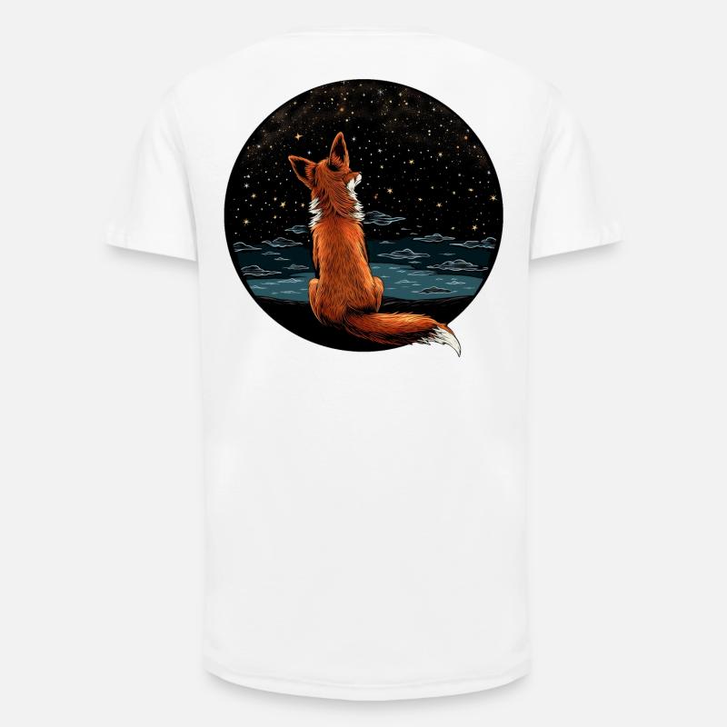 Fuchs mit Sternenhimmel - Long Fit Männer T-Shirt - Weiß