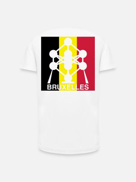 Atomium Brussels – Belgian Flag Square Design - Long Fit Men's T-Shirt - white