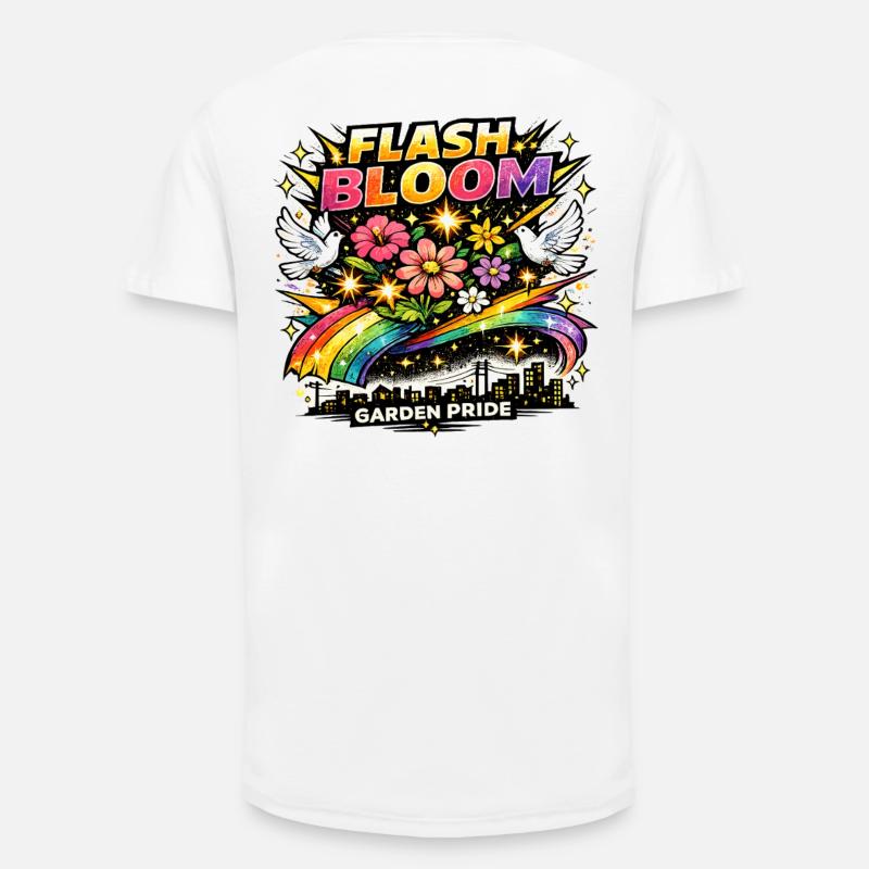Flash Bloom Garden Pride Blumen Regenbogen - Long Fit Männer T-Shirt - Weiß