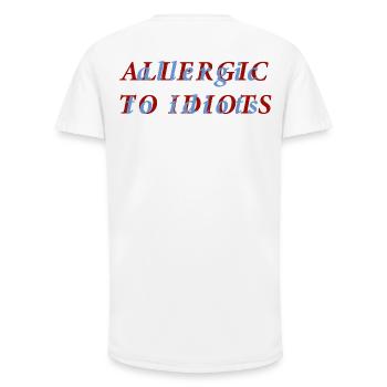 Chemise drôle allergique aux idiots - T-shirt coupe longue homme - blanc - Dos - AI Model Male 185 light (185cm)