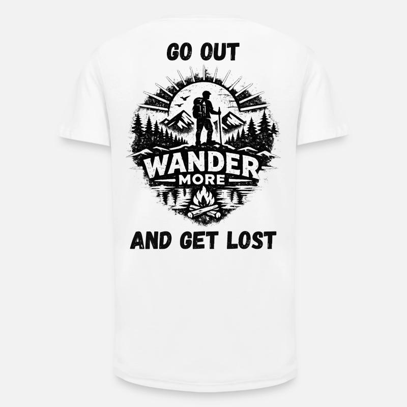 Wander More Backprint - Long Fit Männer T-Shirt - Weiß