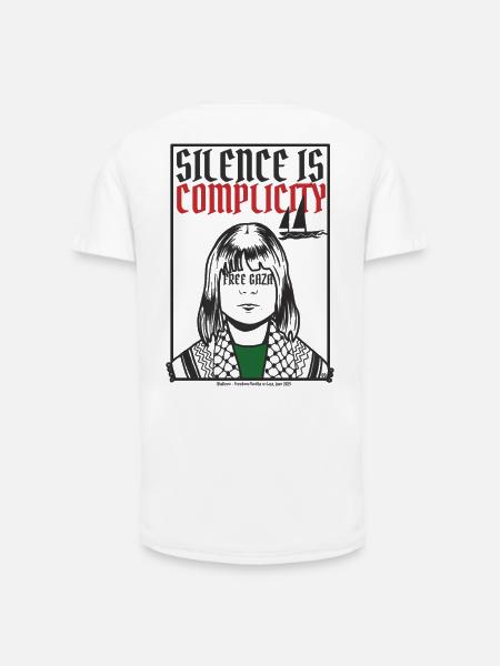 Silence is complicity, Free Gaza, Free Palestine - T-shirt coupe longue homme - blanc