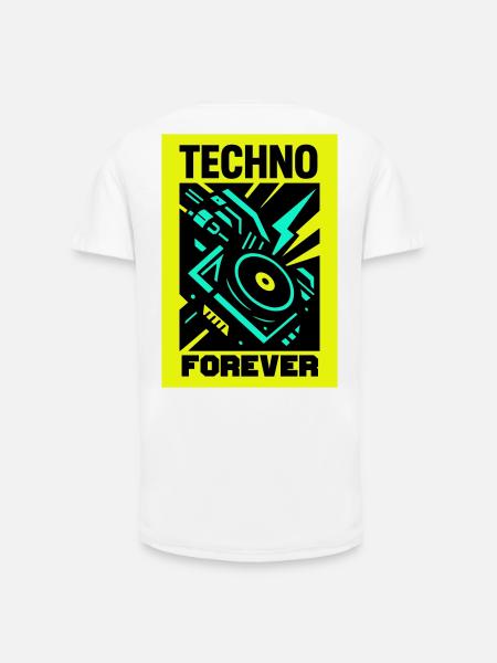 Techno Forever - Long Fit Men's T-Shirt - white