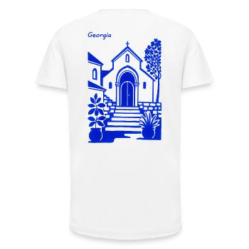 Georgia Blue Church Steps - Long Fit Men's T-Shirt - white - Back - AI Model Male 185 light (185cm)