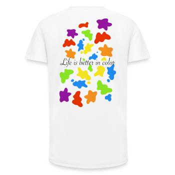 Bunte Farbkleckse - Long Fit Männer T-Shirt - Weiß - Hinten - AI Model Male 185 light (185cm)