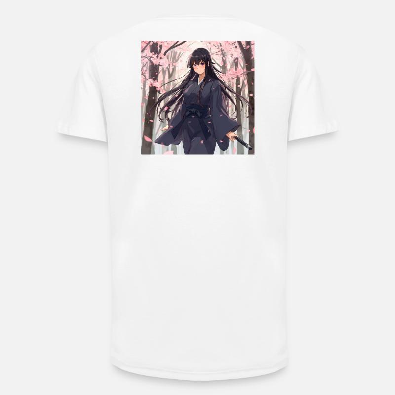 Sakura Schatten Samurai - Long Fit Männer T-Shirt - Weiß