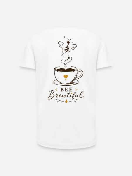 BEE Brewtiful Coffee Mug Design - Long Fit Men's T-Shirt - white