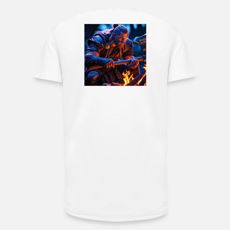 Fantasy Wikinger mit einer Axt - Long Fit Männer T-Shirt - Weiß