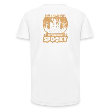 Motif effrayant d'Halloween avec traîneau - T-shirt coupe longue homme - blanc - Dos - AI Model Male 185 light (185cm)
