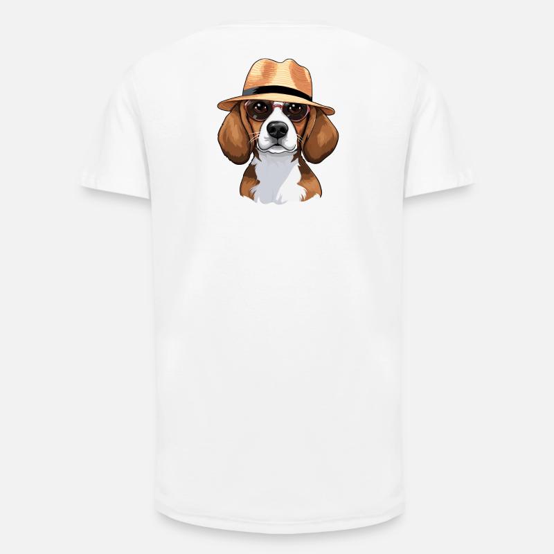 Cavalier Re Carlo, Beagle, Cane - T-shirt uomo a vestibilità lunga - bianco
